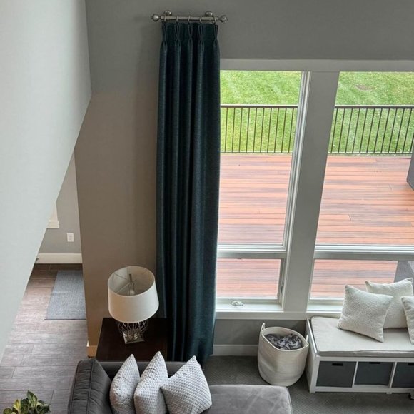 2 Smith & Nobel Extra Long (50W x 132L) Teal with Hints of Black Drapes - Picture 1 of 5